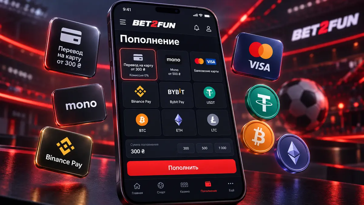 Касса Bet2fun со списком платежных методов