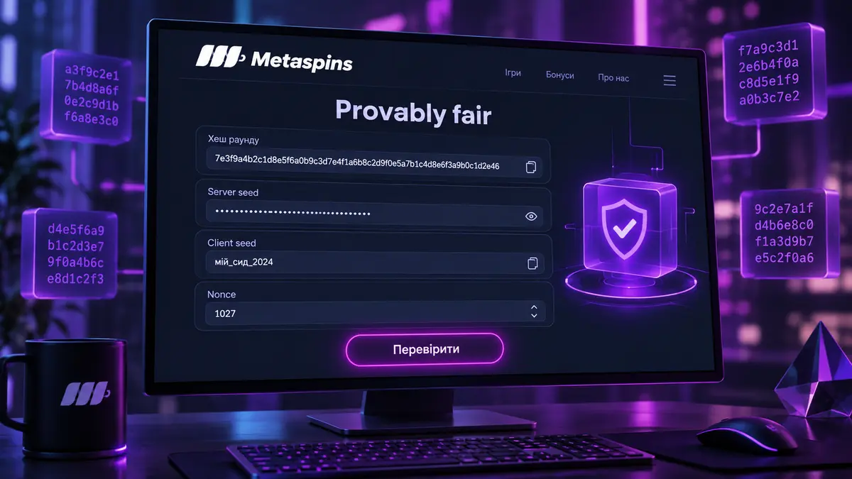 Інтерфейс provably fair із хешем раунду