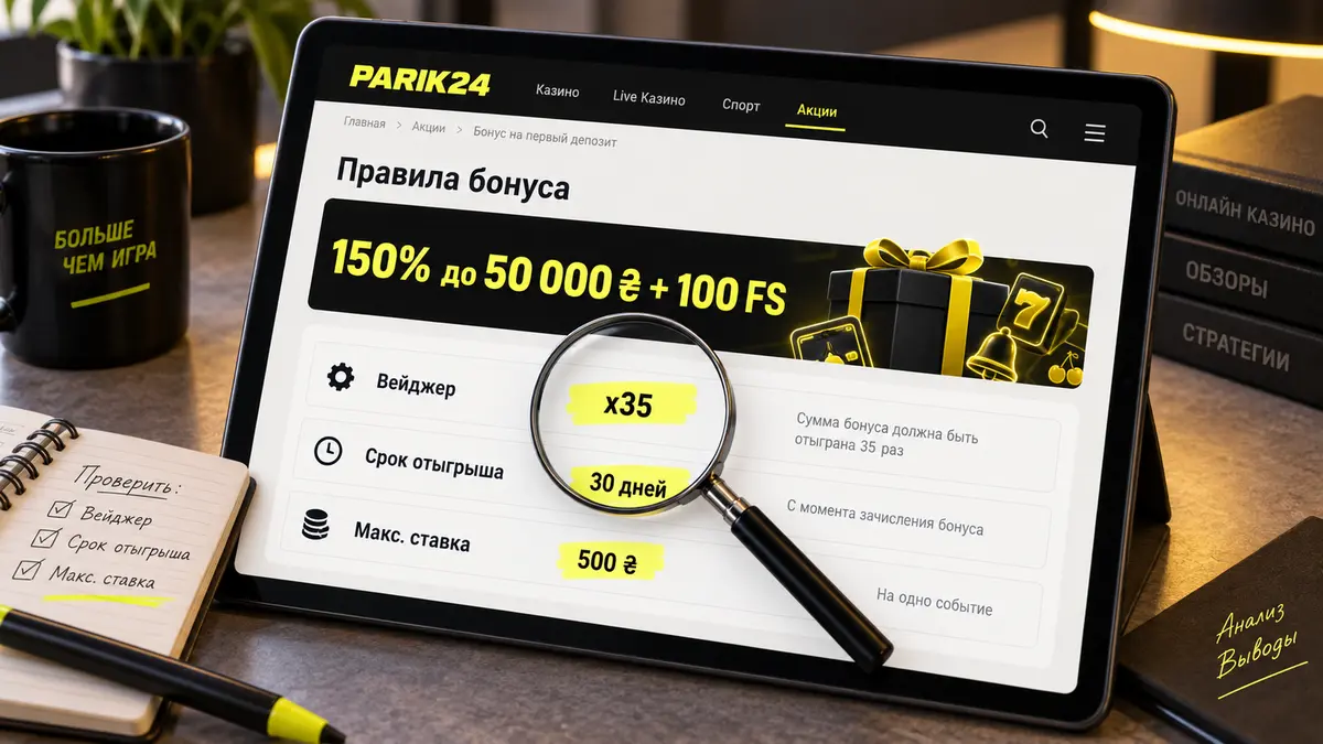 Условия отыгрыша приветственного бонуса в правилах