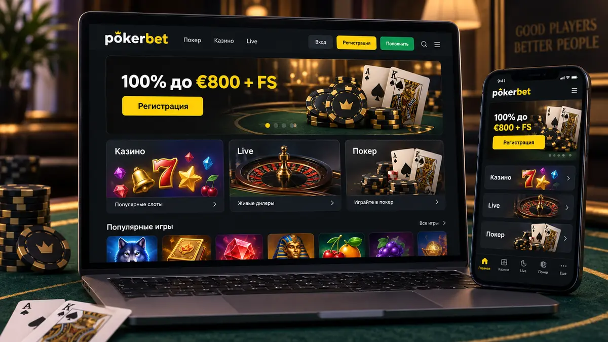 Главная страница казино Pokerbet для игроков из Украины