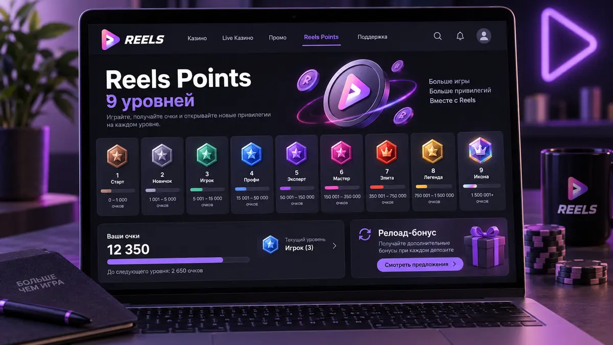 Уровни программы Reels Points и релоад-бонусы