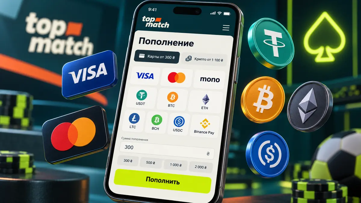 Касса TopMatch с гривневыми и крипто-методами